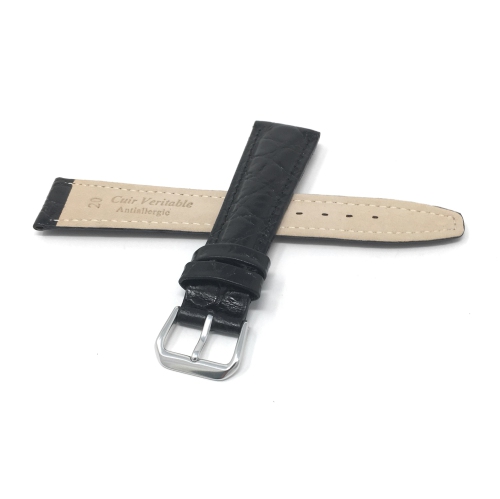 Bandini Bracelet pour montre intelligente en cuir lustré et matelassé motif lézard, pour femmes pour Michael Kors MKGO - 20mm, Noir / Boucle Argentée