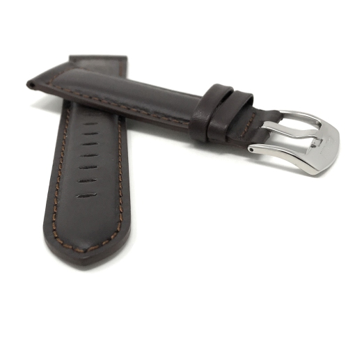 Bandini Bracelet de montre intelligente en cuir rembourré pour hommes pour Moto360 Gen 2 and Gen 3 - 20mm, Brun / Boucle Argentée