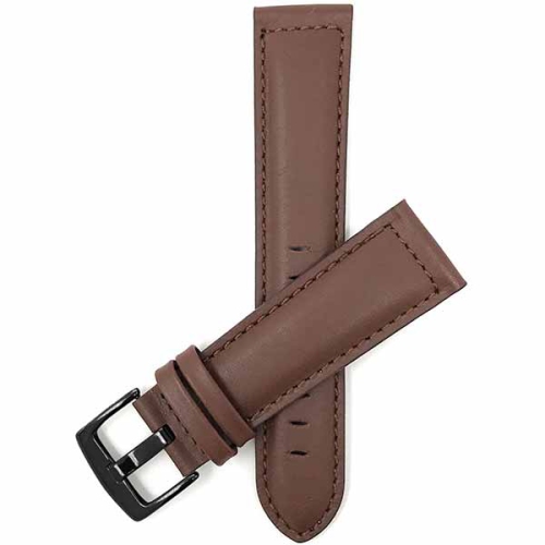 Bandini Bracelet de montre intelligente en cuir rembourré pour hommes pour Fossil Gen 6, Hybird HR Scarlette, Chartier - 18mm, Brun clair / Boucle