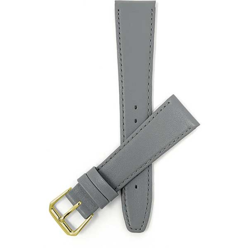 Bandini Classic Thin Leather Smart Watch Band Strap, Stitch For Fossil Gen 6, Hybird HR Scarlette, Chartier - 18mm, Grey / Gold Buckle