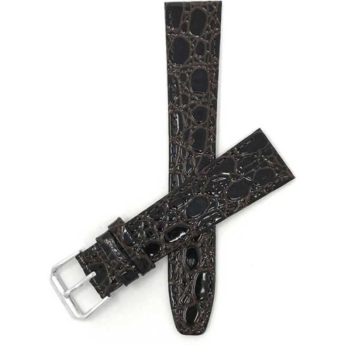 BANDINI  Womens Slim Leather Crocodile Pattern Smart Watch Band Strap for Michael Kors Mkgo - 20MM / Silver Buckle In Brown