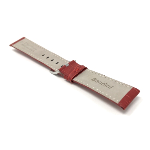 Bandini Bracelet de montre intelligente en cuir motif alligator pour hommes pour Moto360 Gen 2 and Gen 3 - 20mm, Rouge / Boucle Argentée