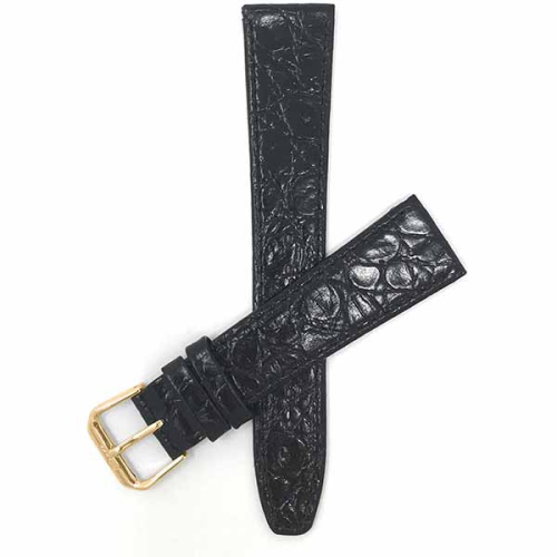 BANDINI  Womens Slim Leather Lizard Pattern Glossy Smart Watch Band Strap for Michael Kors Mkgo - 20MM / Gold Buckle In Black