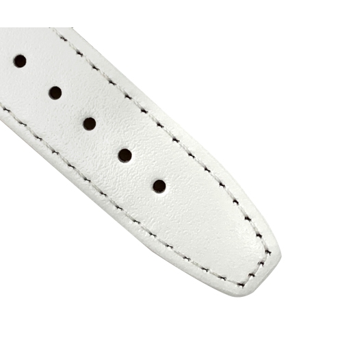 Bandini Classic Thin Leather Smart Watch Band Strap, Stitch For Mobvoi Ticwatch E2, S2, Pro, Pro 3 - 22mm, White / Silver Buckle