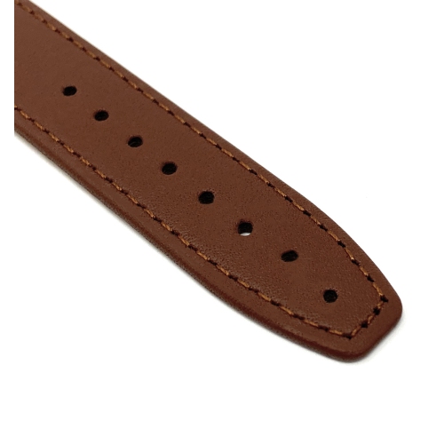 Bandini Classic Thin Leather Smart Watch Band Strap, Stitch For Mobvoi Ticwatch E2, S2, Pro, Pro 3 - 22mm, Brown / Silver Buckle