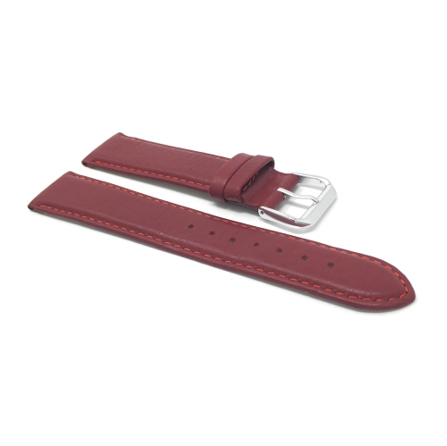 Bandini Bracelet pour montre intelligente en cuir semi rembourré pour femmes, surpiqué pour Fossil Gen 6, Hybird HR Scarlette, Chartier - 18mm, Rouge