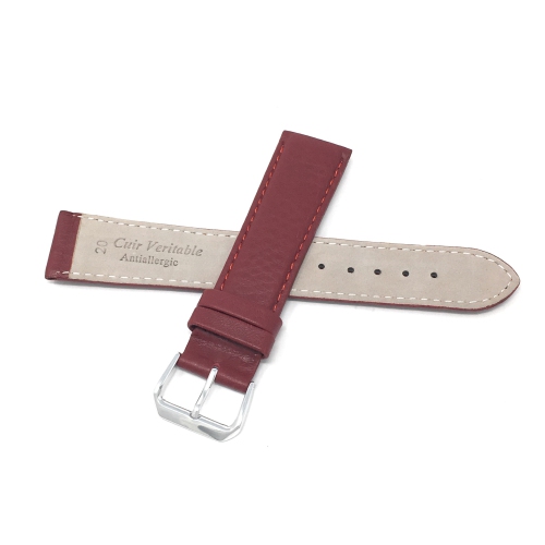 Bandini Bracelet pour montre intelligente en cuir semi rembourré pour femmes, surpiqué pour Fossil Gen 6, Hybird HR Scarlette, Chartier - 18mm, Rouge