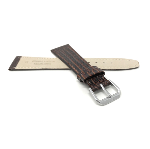 Bandini Flat Leather Texas Teju Pattern Smart Watch Band Strap For Michael Kors Access Runway - 18mm, Brown / Silver Buckle
