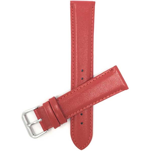 BANDINI  Classic Semi-Glossy Leather Smart Band for Michael Kors Access Runway - 18MM / Silver Buckle In Red