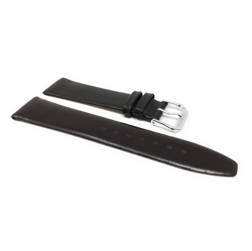 Bandini Bracelet classique mince en cuir pour montre intelligente pour Fossil Hybird HR Latitude - 24mm, Brun / Boucle Argentée