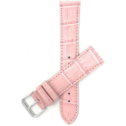 BANDINI  Womens Leather Alligator Pattern Smart Watch Band Strap for Fossil Gen 6 (42Mm), Hybird Hr Scarlette, Chartier - 18MM / Silver Buckle In Pink