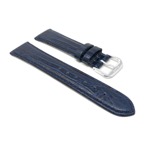 Bandini Glossy Leather Lizard Pattern Smart Watch Band Strap For Amazfit Bip, U, S, Lite, GTR 42mm, GTS - 20mm, Blue / Silver Buckle