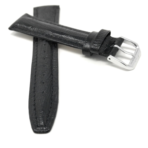 Bandini Glossy Leather Lizard Pattern Smart Watch Band Strap For Amazfit Bip, U, S, Lite, GTR 42mm, GTS - 20mm, Black / Silver Buckle