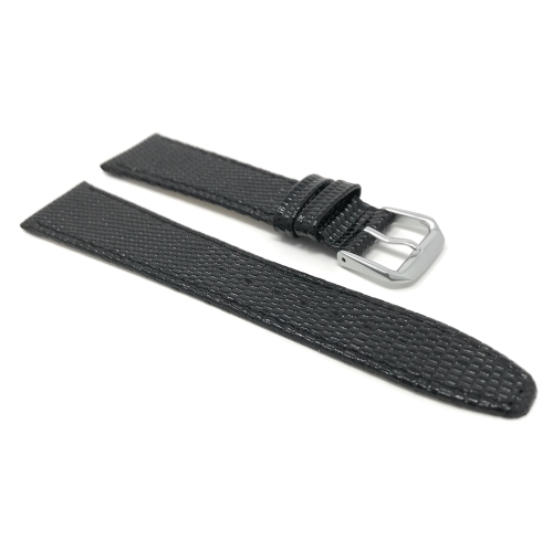 Bandini Womens Slim Leather Lizard Pattern Smart Watch Band Strap For Moto360 Gen 2 and Gen 3 - 20mm, Black / Silver Buckle