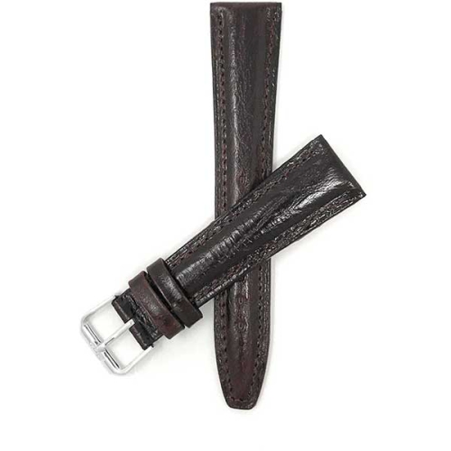 BANDINI  Leather Semi Glossy Smart Watch Band Strap for Michael Kors Access Runway - 18MM / Silver Buckle In Brown