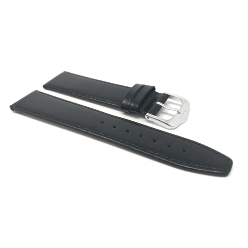 Bandini Classic Flat Leather Smart Watch Band Strap, Stitch For Michael Kors Access Runway - 18mm, Black / Silver Buckle