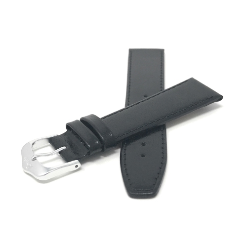 Bandini Classic Flat Leather Smart Watch Band Strap, Stitch For Michael Kors Access Runway - 18mm, Black / Silver Buckle