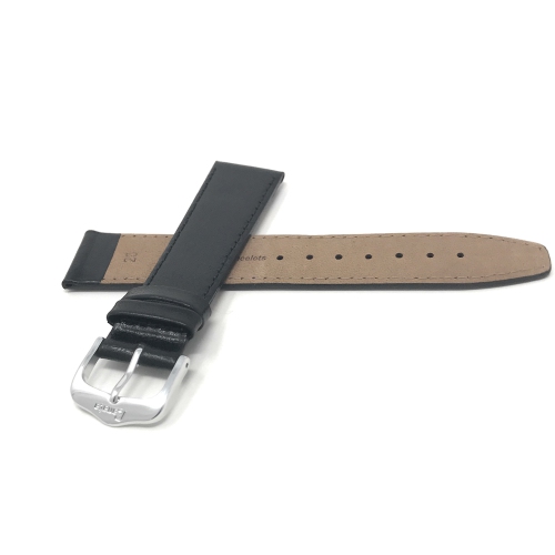 Bandini Classic Flat Leather Smart Watch Band Strap, Stitch For Michael Kors Access Runway - 18mm, Black / Silver Buckle