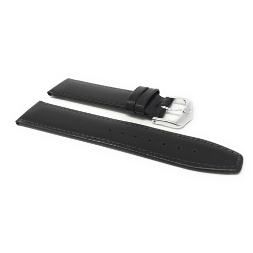 Bandini Bracelet classique plat en cuir pour montre intelligente, surpiqué pour Michael Kors Access Runway - 18mm, Brun / Boucle Argentée