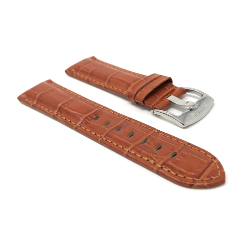 Bandini Mens Leather Alligator Pattern Smart Watch Band Strap For Oneplus Watch - 22mm, Tan / Silver Buckle