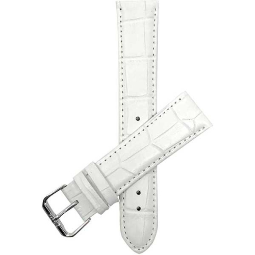 BANDINI  Womens Leather Alligator Pattern Smart Watch Band Strap for Mobvoi Ticwatch E, E3, C2 - 20MM / Silver Buckle In White