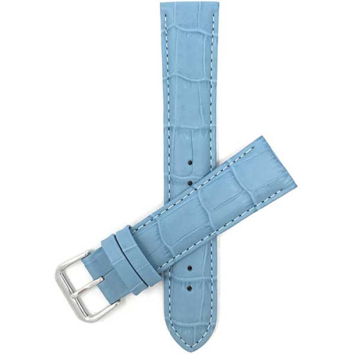 Bandini Womens Leather Alligator Pattern Smart Watch Band Strap For Withings Nokia Scanwatch, Steel HR 36mm, Move ECG - 18mm, Baby Blue / Silver