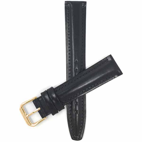 BANDINI  Classic Semi-Glossy Leather Smart Band for Michael Kors Mkgo - 20MM / Gold Buckle In Black