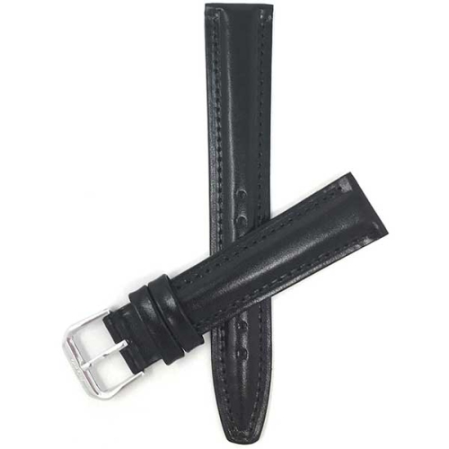 BANDINI  Classic Semi-Glossy Leather Smart Band for Michael Kors Access Runway - 18MM / Silver Buckle In Black