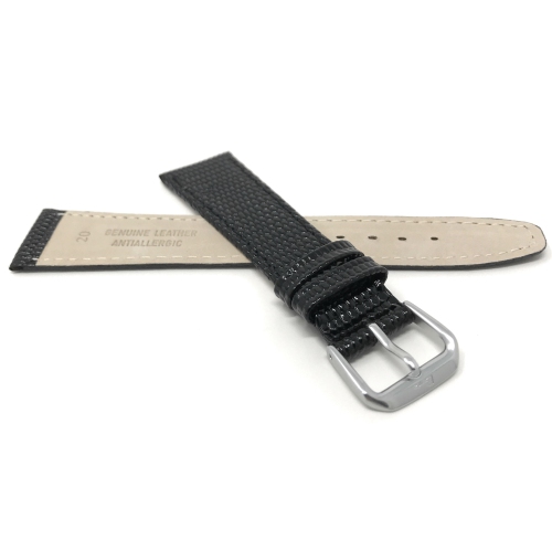 Bandini Womens Slim Leather Lizard Pattern Smart Watch Band Strap For Withings Nokia Steel HR 40mm, Horizon - 20mm, Black / Silver Buckle