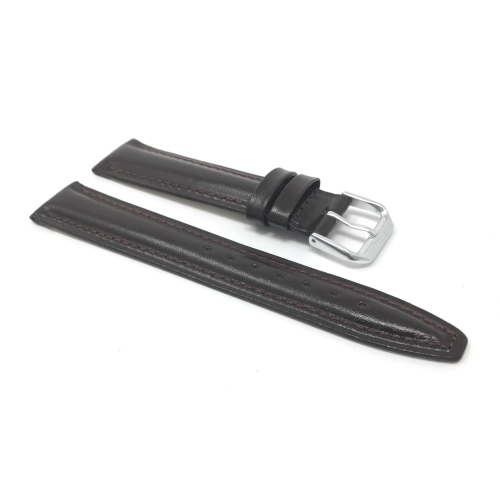 Bandini Classic Semi-Glossy Leather Smart Band For Withings Nokia Steel HR 40mm, Horizon - 20mm, Brown / Silver Buckle