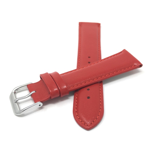 Bandini Classic Semi-Glossy Leather Smart Band For Withings Nokia Steel HR 40mm, Horizon - 20mm, Red / Silver Buckle