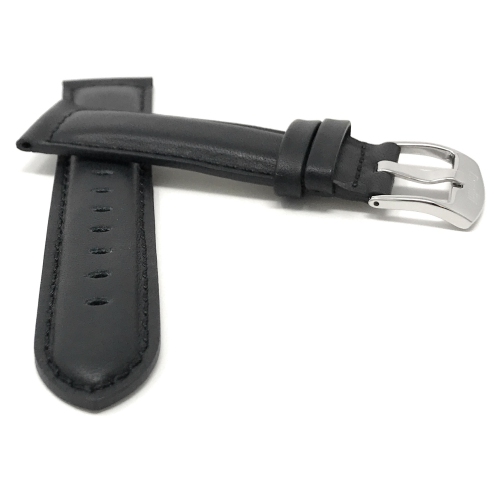 Bandini Bracelet de montre intelligente en cuir rembourré pour hommes pour Fossil Gen 6, Hybird HR Scarlette, Chartier - 18mm, Noir / Boucle Argentée