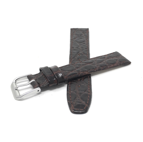 Bandini Bracelet mince pour montre intelligente en cuir lustré motif lézard pour femme pour Fossil Gen 6, Hybird HR Scarlette, Chartier - 18mm, Brun