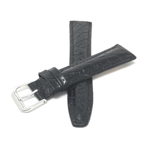 Bandini Bracelet pour montre intelligente en cuir lustré et matelassé motif lézard, pour femmes pour Michael Kors Access Runway - 18mm, Noir / Boucle