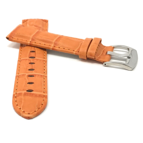 Bandini Bracelet de montre intelligente en cuir motif alligator pour hommes pour Moto360 Gen 2 and Gen 3 - 20mm, Orange / Boucle Argentée