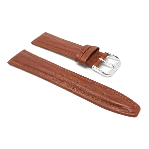 Bandini Leather Semi Glossy Smart Watch Band Strap For Mobvoi Ticwatch E, E3, C2 - 20mm, Tan / Silver Buckle