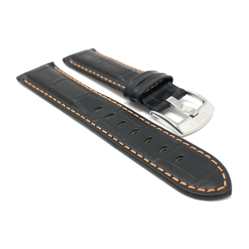 Bandini Bracelet de montre intelligente en cuir pour hommes, motif alligator avec couture pour Fossil Gen 6, Gen 5 Julianna, Carlyle, Collider -