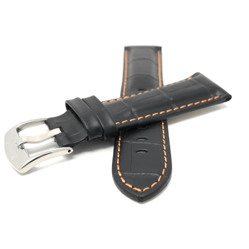 Bandini Bracelet de montre intelligente en cuir pour hommes, motif alligator avec couture pour Fossil Gen 6, Gen 5 Julianna, Carlyle, Collider -