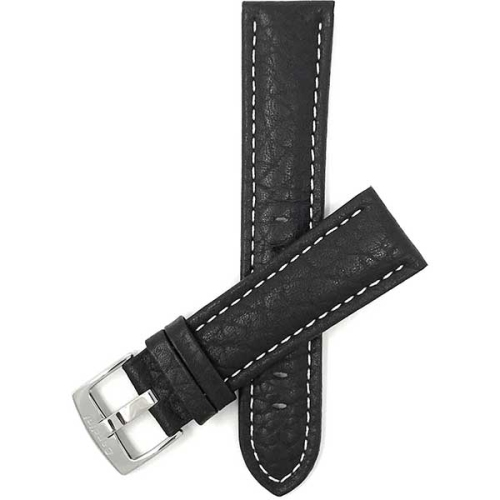 BANDINI  Mens Padded Leather Buffalo Pattern Smart Watch Band Strap Stitch for Michael Kors Access Runway - 18Mm, Black / Silver Buckle In White