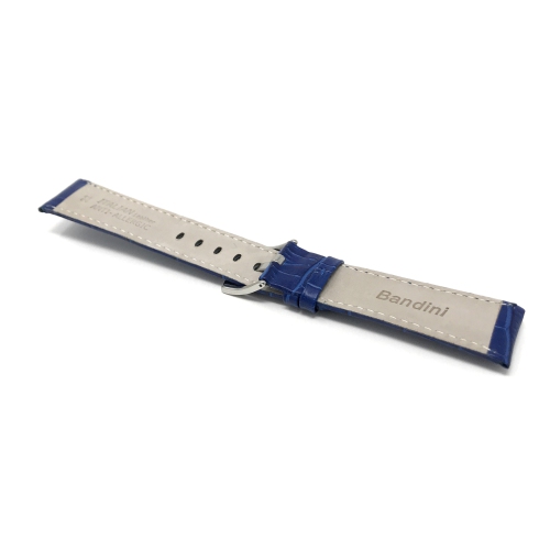 Bandini Bracelet de montre intelligente en cuir motif alligator pour hommes pour Garmin Venu Sq - 20mm, Bleu / Boucle Argentée