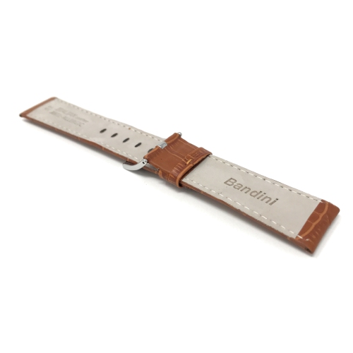 Bandini Bracelet de montre intelligente en cuir motif alligator pour hommes pour Oneplus Watch - 22mm, Tan / Boucle Argentée