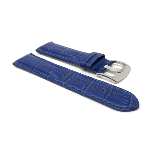 Bandini Mens Leather Alligator Pattern Smart Watch Band Strap For Amazfit Bip, U, S, Lite, GTR 42mm, GTS - 20mm, Blue / Silver Buckle