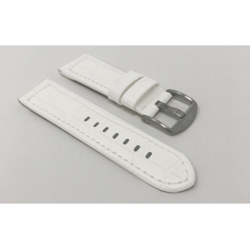 Bandini Wide Mens Alligator Pattern Leather Smart Watch Band Strap For Garmin Venu Sq - 20mm, White