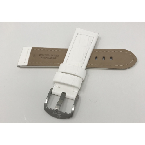 Bandini Wide Mens Alligator Pattern Leather Smart Watch Band Strap For Garmin Venu Sq - 20mm, White