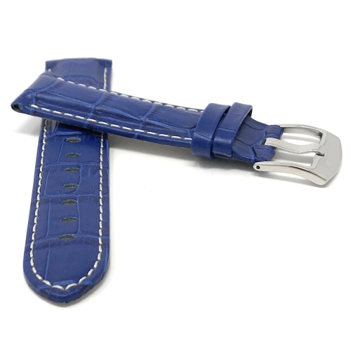 Bandini Bracelet de montre intelligente en cuir pour hommes, motif alligator avec couture pour Fossil Gen 6, Gen 5 Julianna, Carlyle, Collider -