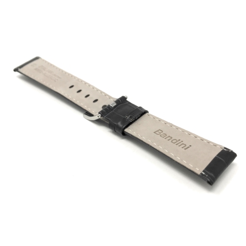 Bandini Bracelet de montre intelligente en cuir motif alligator pour hommes pour Oneplus Watch - 22mm, Gris / Boucle Argentée