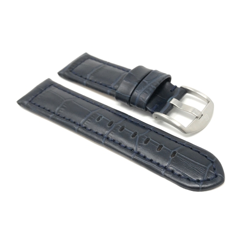 Bandini Wide Mens Alligator Pattern Leather Smart Watch Band Strap For Fossil Gen 6, Hybird HR Scarlette, Chartier - 18mm, Marine Blue