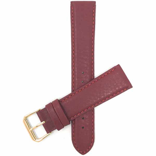Bandini Womens Semi-Padded Leather Smart Watch Smart Watch Band Strap, Stitch For Garmin Venu Sq - 20mm, Red / Gold Buckle
