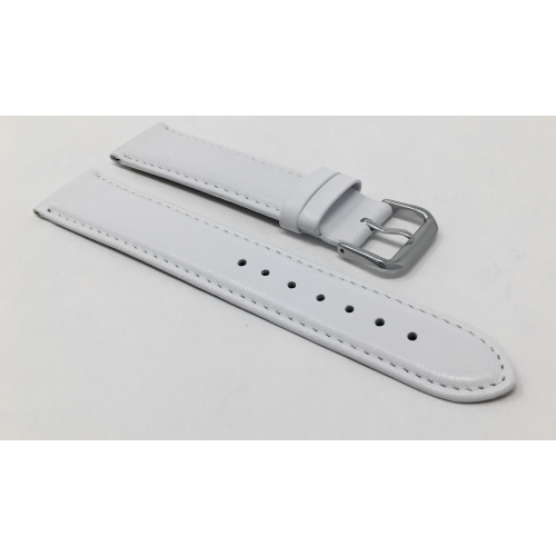 Bandini Womens Semi-Padded Leather Smart Watch Smart Watch Band Strap, Stitch For Garmin Venu Sq - 20mm, White / Silver Buckle