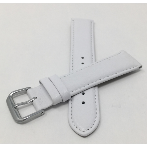 Bandini Womens Semi-Padded Leather Smart Watch Smart Watch Band Strap, Stitch For Garmin Venu Sq - 20mm, White / Silver Buckle